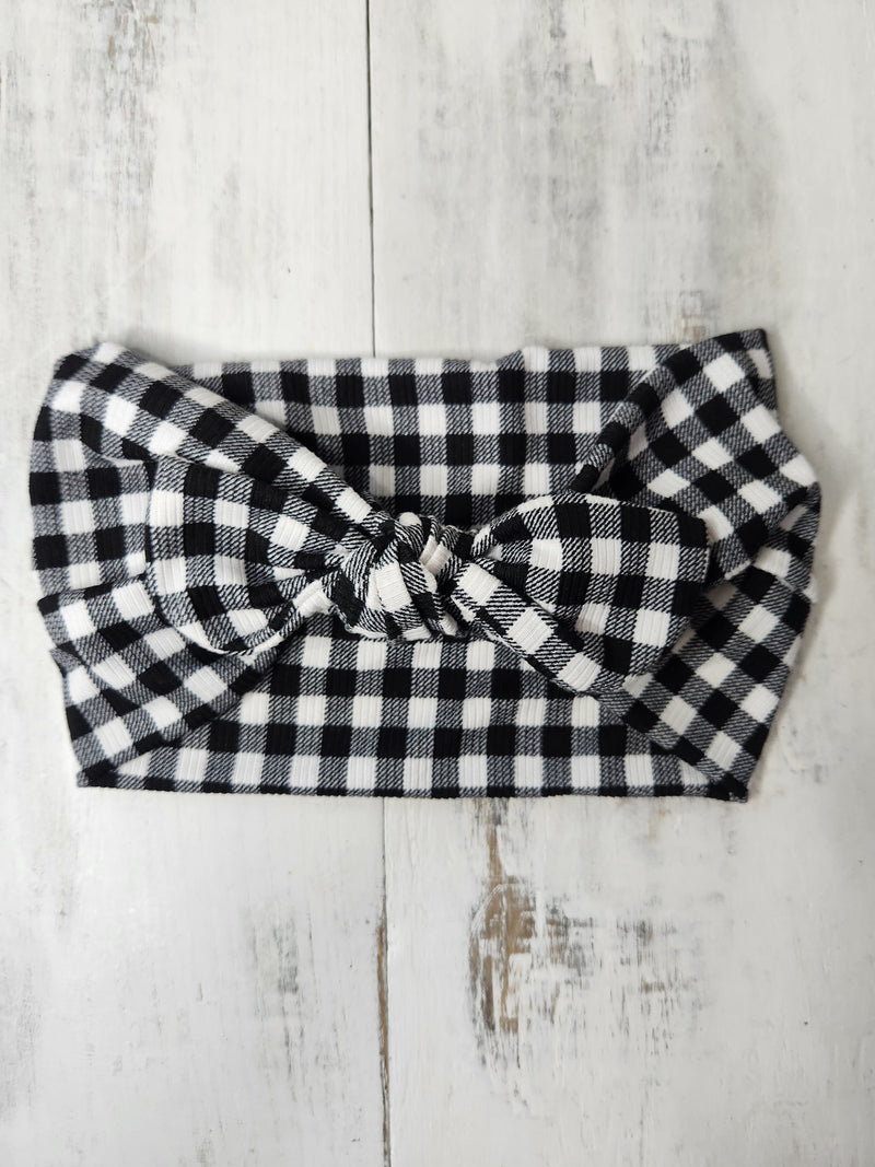 Headhug - Black Gingham Faux Bow