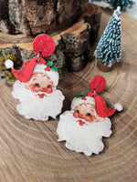 Vintage Santa Wood Earrings