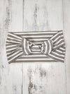 Headhug - Grey & Cream Stripe Faux Bow