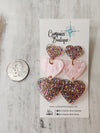 Sparkle Heart Earrings - Pink Multi