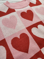 My Valentine Checkerboard Heart Sweater