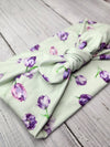 Headhug - Floral Mint & Purple Faux Bow