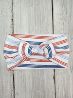 Headhug - Red + Blue Stripe Faux Bow