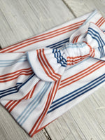 Headhug - Red + Blue Stripe Faux Bow