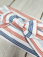 Headhug - Red + Blue Stripe Faux Bow