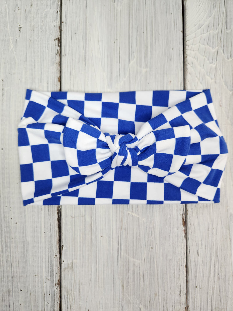 Headhug - Blue Checkered Faux Bow