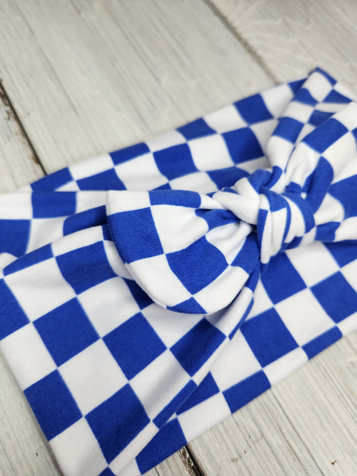 Headhug - Blue Checkered Faux Bow