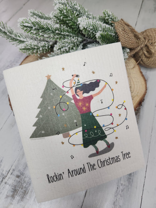 Rockin Around The Christmas Tree Swedish Dish Cloth