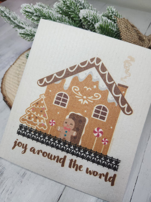 Joy Around The World Gingerbread Swedish Dish Cloth
