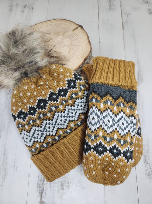 Hat & Mitten - Mustard