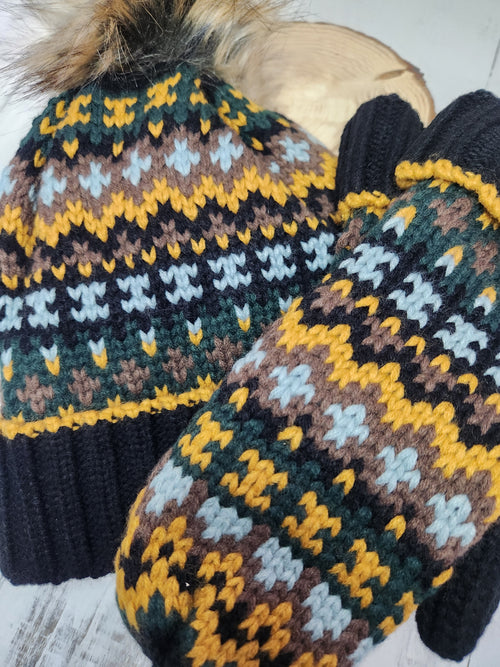 Hat & Mitten - Black