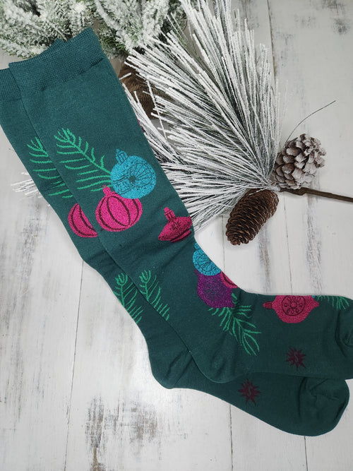 Knee High Socks - Vintage Shimmer Ornaments