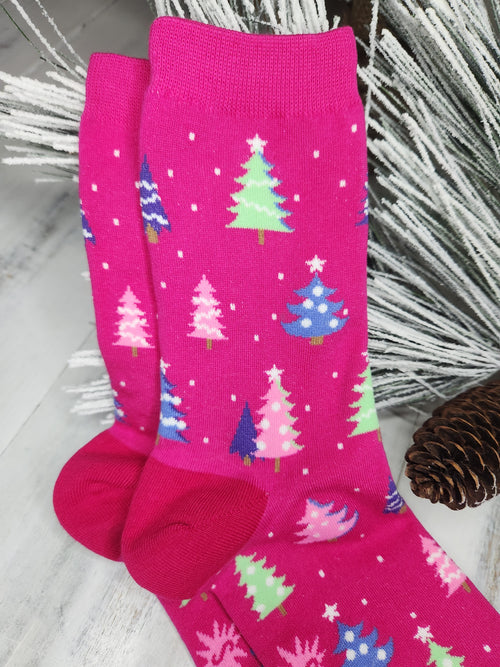 Holiday Trees - Glow in the dark socks