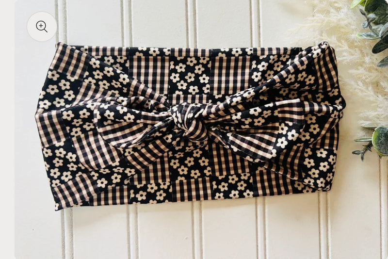 Floral Check Faux Bow Headhug