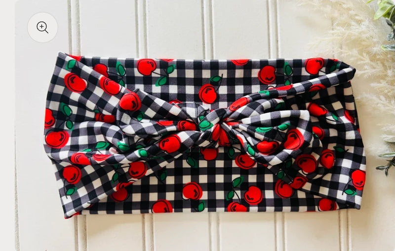 Cherries Faux Bow Headhug