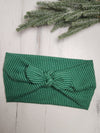Holiday Green Textured Faux Bow Headhug