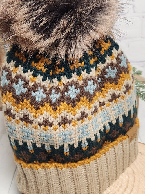 The Winter Wanderer Pom Beanie Hat - Taupe