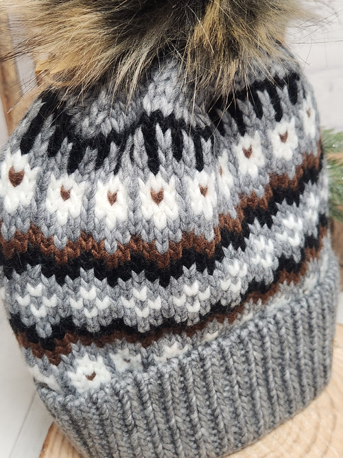 The Winter Wanderer Pom Beanie Hat - Grey