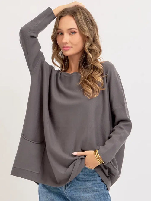 Beloved Two Pocket Sweater - Charcoal