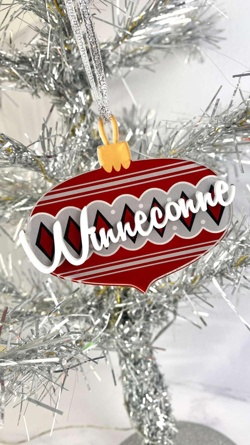 Winneconne Acrylic Vintage Ornament - Maroon