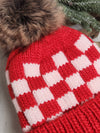 The Red & Pink Color Pop Check Beanie Hat
