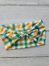 Green Checkered Faux Bow Headhug