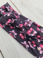 Bows + Cherries Faux Bow Headhug