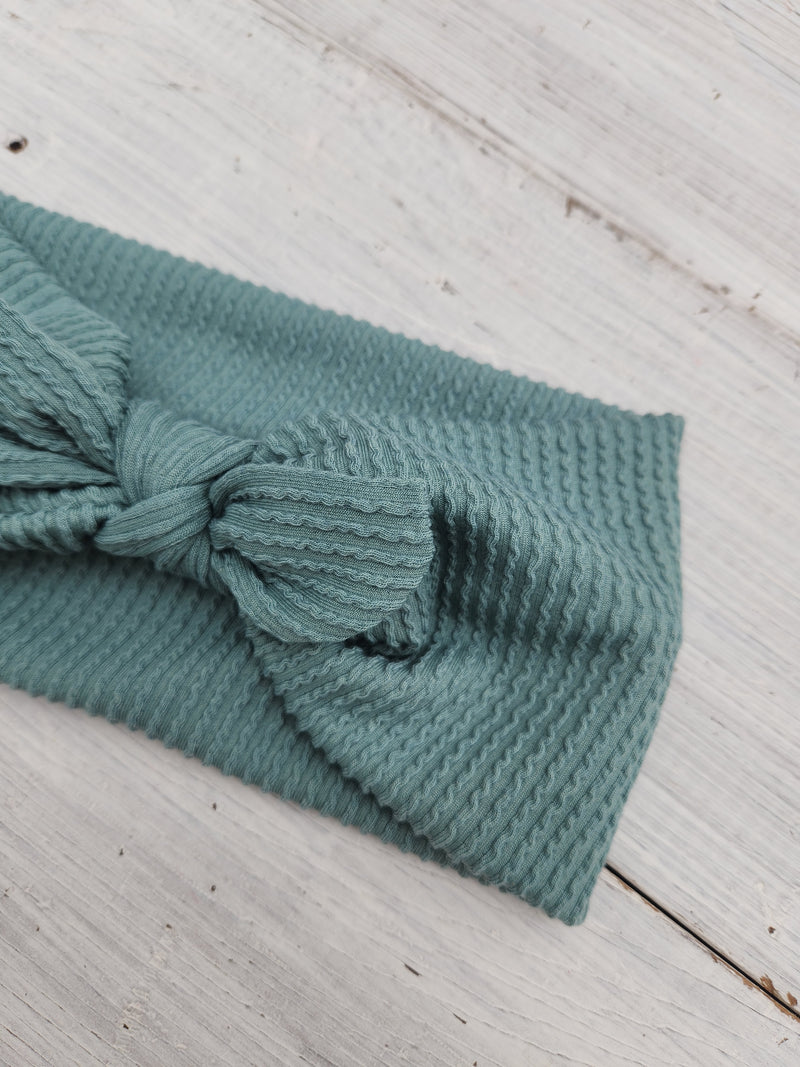 Sage Textured Faux Bow Headhug