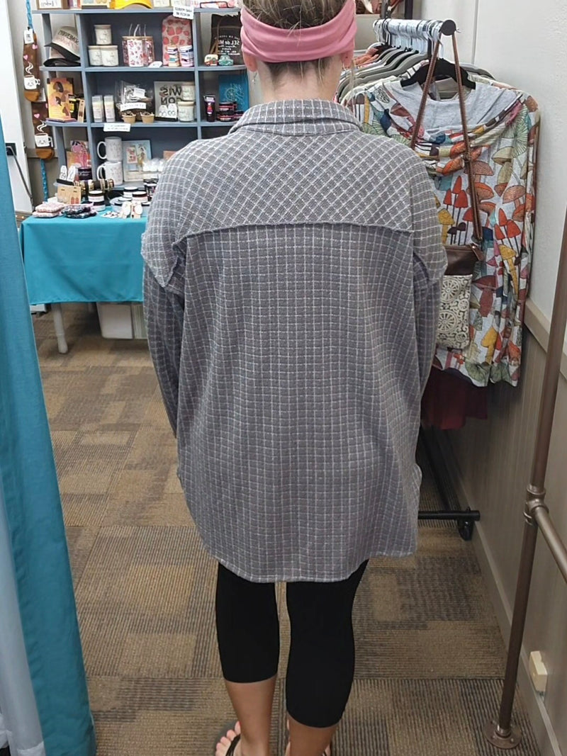 Grey Check Medium Weight Shacket (small- 3xl)