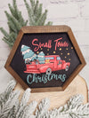 Small Town Christmas Truck Hexagon Wood Sign