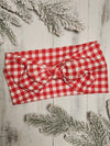 Red Gingham Faux Bow Headhug