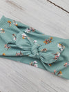 Headhug - Sage Floral Ribbed Faux Bow