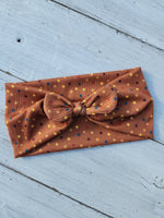 Brown Polka-Dot Faux Bow Headhug