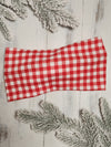 Red Gingham Faux Bow Headhug