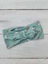 Headhug - Sage Floral Ribbed Faux Bow