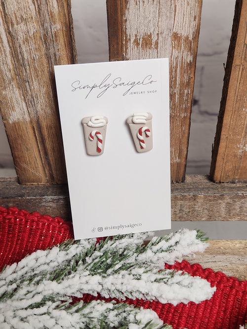 Peppermint Latte Handmade Clay Earrings