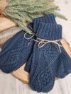 Navy Cable Knit Mittens