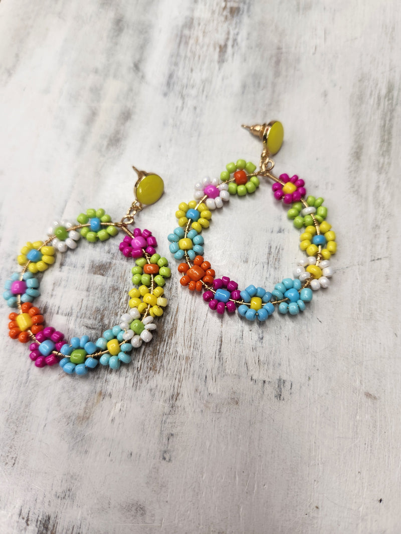 Colorful floral bead earrings