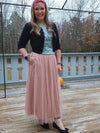Blush Whimsy Sequin Tulle Midi Skirt