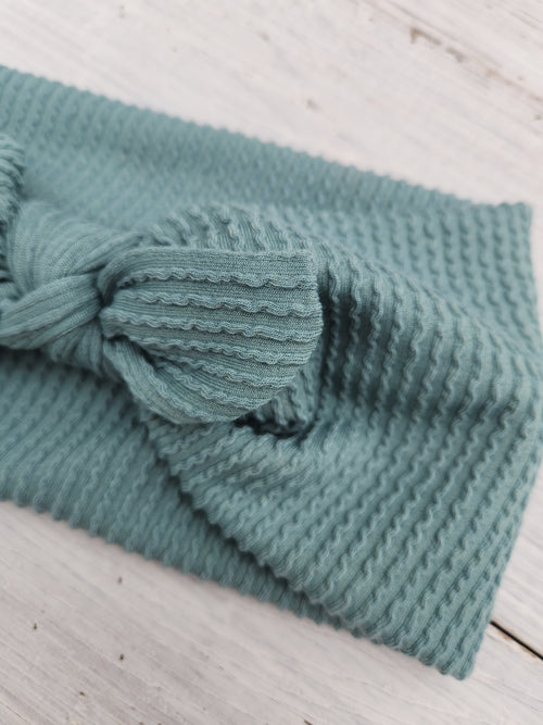 Sage Textured Faux Bow Headhug