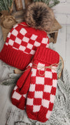 The Red & Pink Color Pop Check Mittens