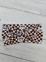 Pumpkin Checkered Faux Bow Headhug