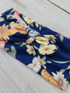 Headhug - Navy Floral Ribbed Faux Bow