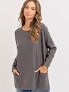 Beloved Two Pocket Sweater - Charcoal