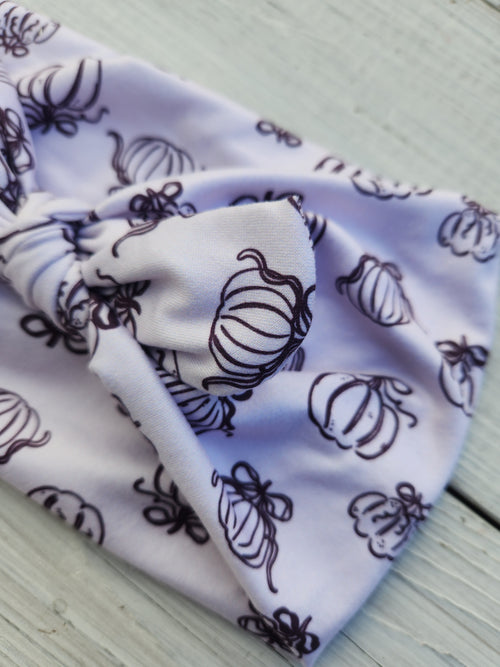 Black & White Pumpkins Faux Bow Headhug