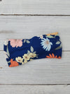 Headhug - Navy Floral Ribbed Faux Bow
