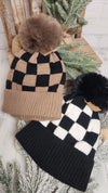The Checkmate Pom Beanie Hat - 2 colors