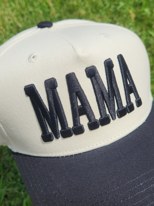 Mama | Embroidered Snapback Trucker Hat - Black