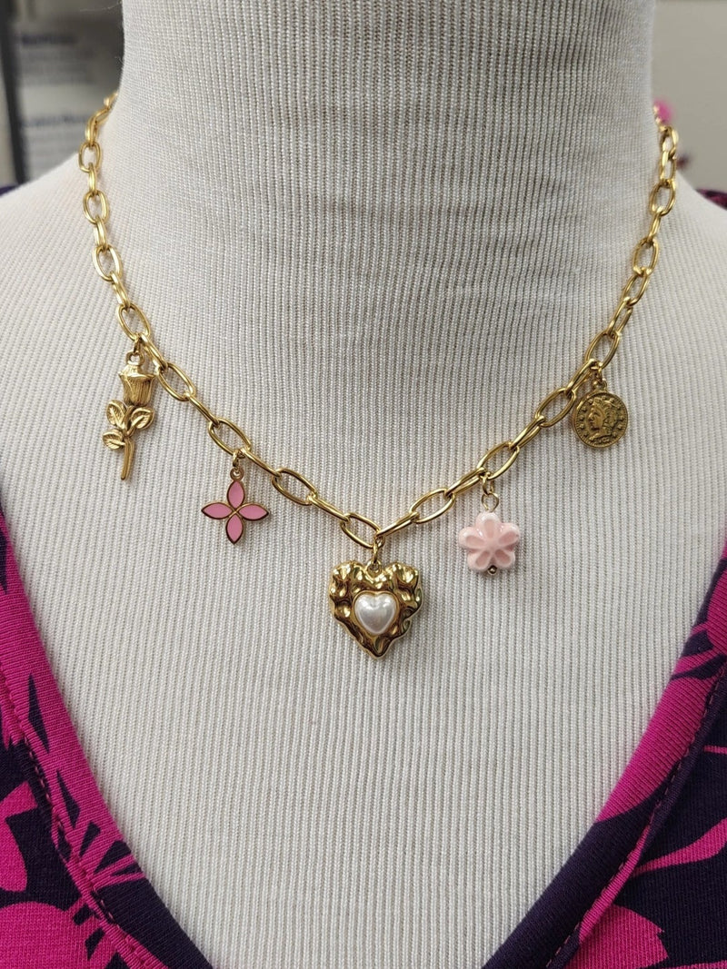 Pearl Heart Charm Necklace