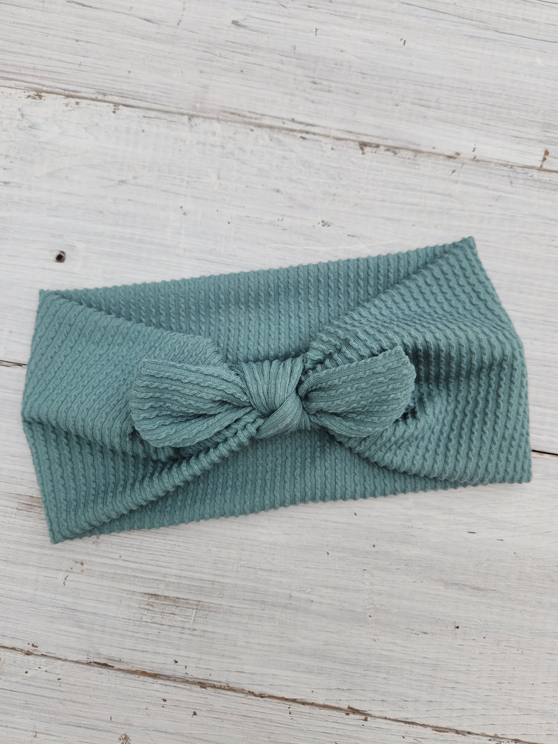 Sage Textured Faux Bow Headhug